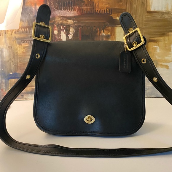 Coach Vintage Stewardess 9525 Black Leather Shoulder Bag Purse Gorgeous! - Picture 11 of 12
